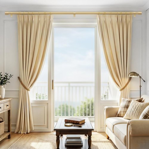 IFELS Heavy Duty Curtain Rod - Adjustable 66 to 120 Inch, Gold Finish with Metal Finials | Modern Design