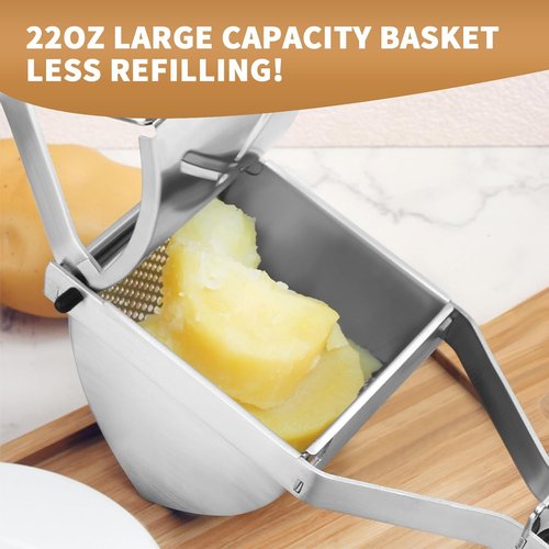 Heavy Duty Potato Ricer - Large 22oz Stainless Steel Masher with Silicone Handle for Perfect Mashed Potatoes