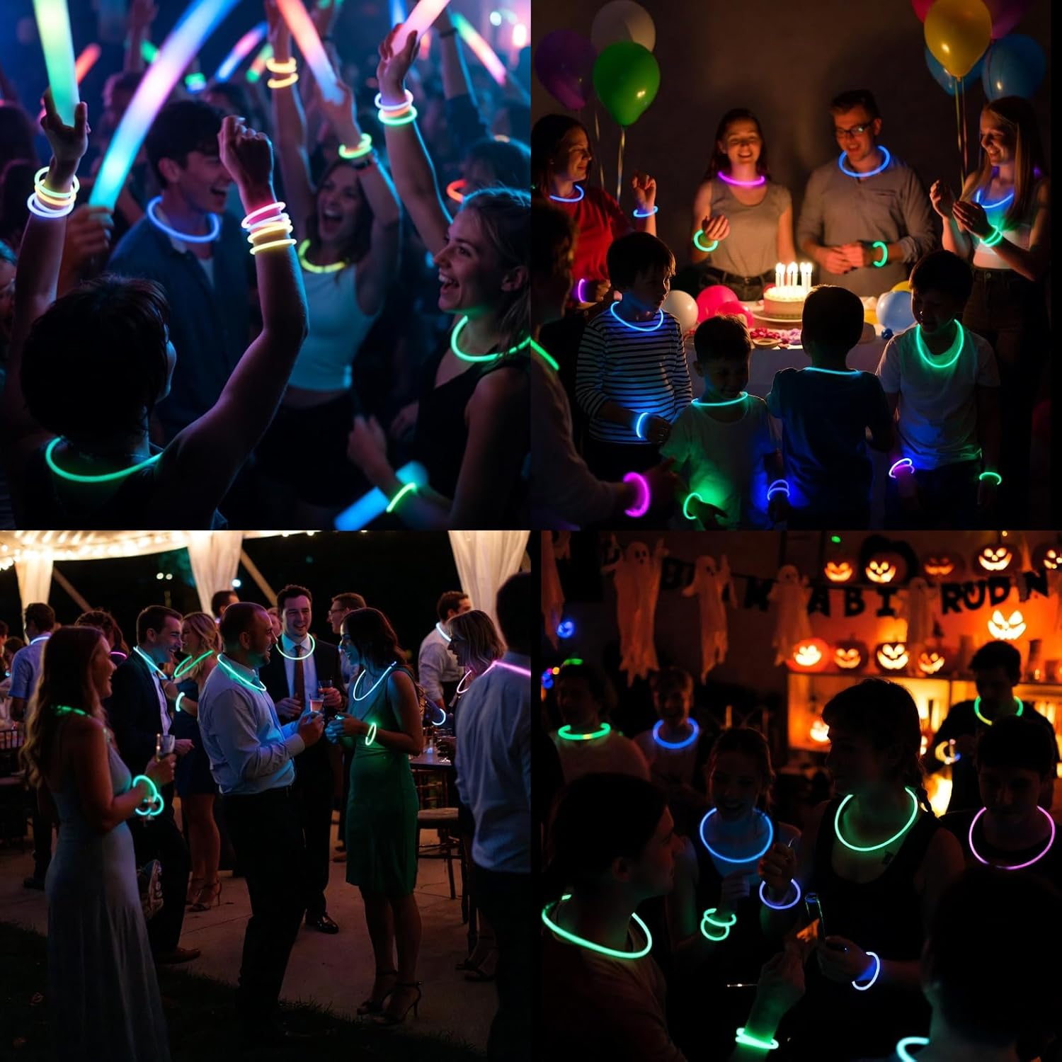 Skiennix Glow Sticks - 100PCS Bulk Party Pack | 8” Glow In The Dark Bracelets for Kids & Camping