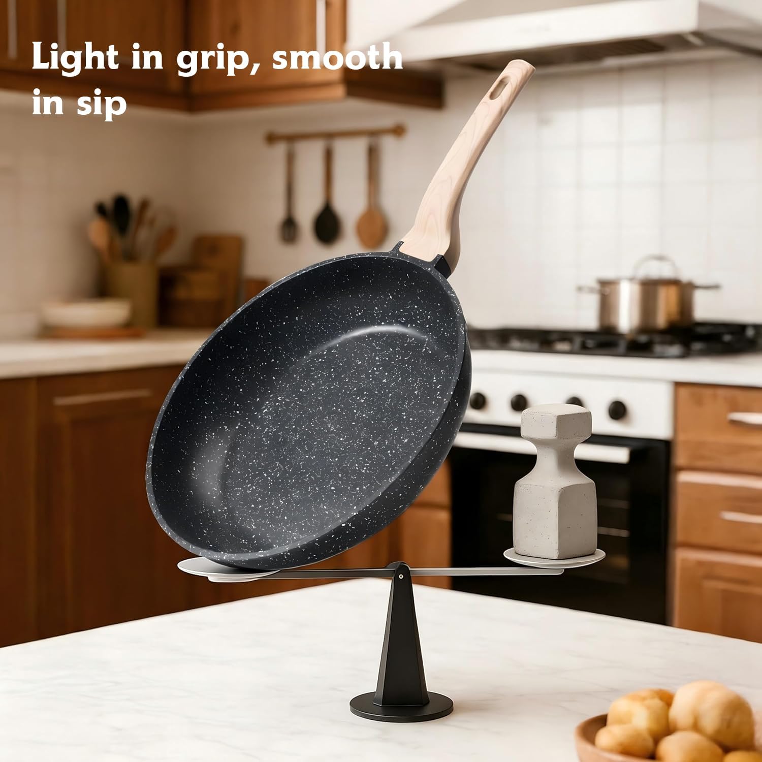 Roomena 8-Inch Nonstick Frying Pan - PFOA-Free Granite Skillet with Heat-Resistant Handle | Induction Compatible