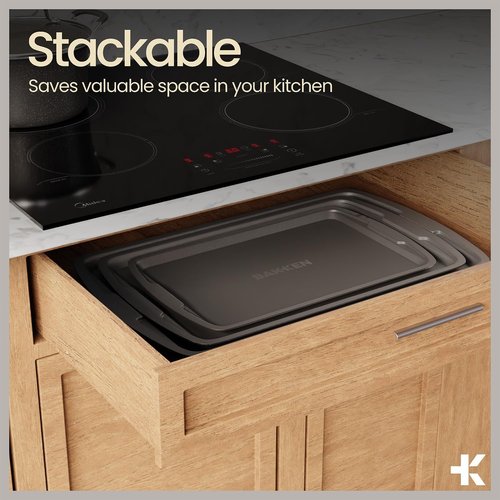 Bakken Swiss - 6-Piece Bakeware Set | Deluxe Non-Stick Baking Pans for Home & Professional Use - Carbon Steel, Gray