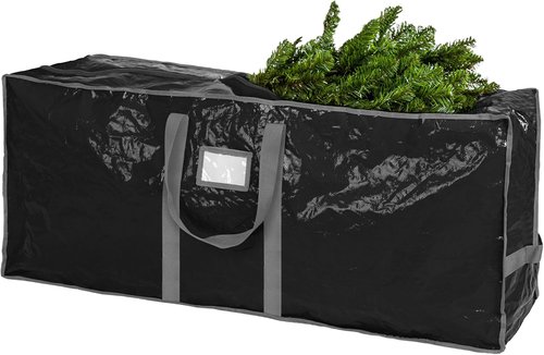 Handy Laundry Christmas Tree Storage Bag - Heavy Duty Waterproof Tarp for 7.5 Ft Xmas Tree | Dual Zipper & Reinforced Handles, Dust & Moisture Protection - Black