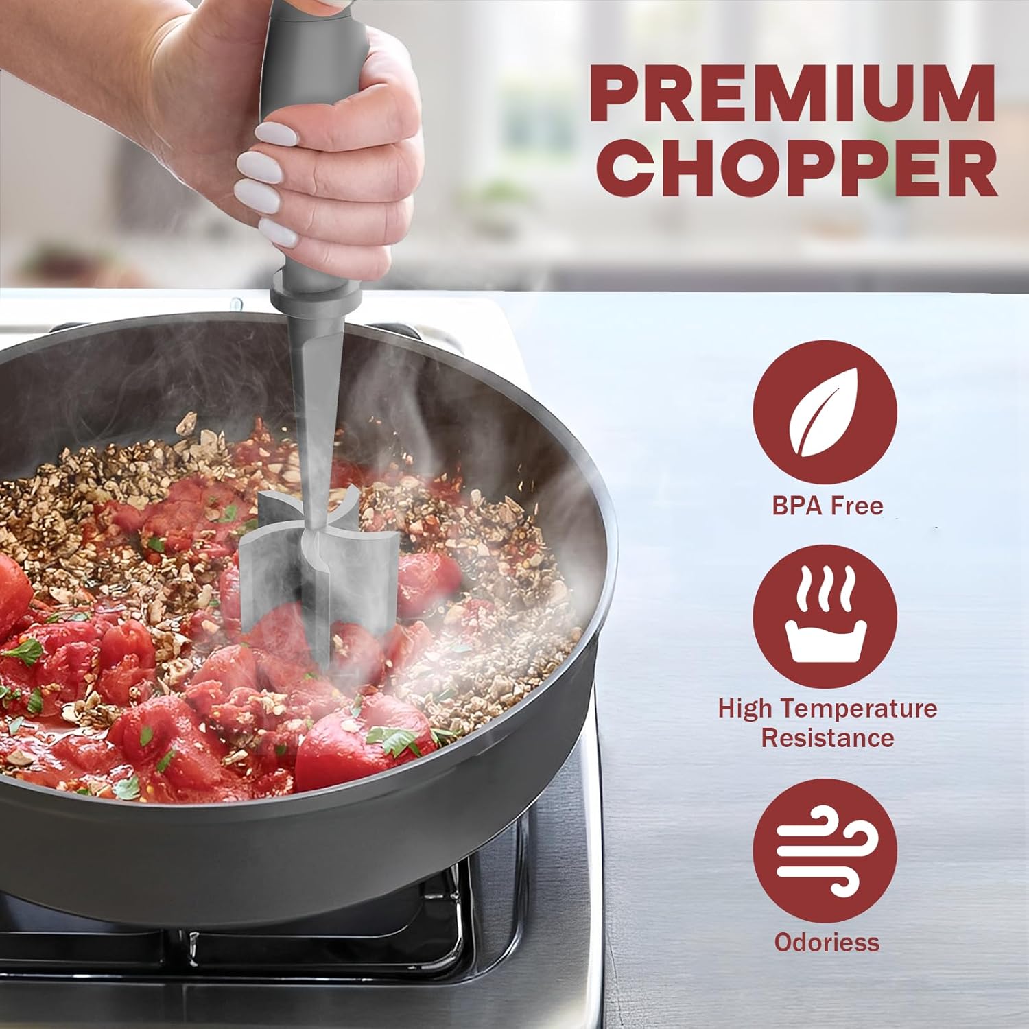 Skiennix Meat Chopper Set - Premium Heat Resistant Hamburger Grinder | 2 Pcs Black & Grey
