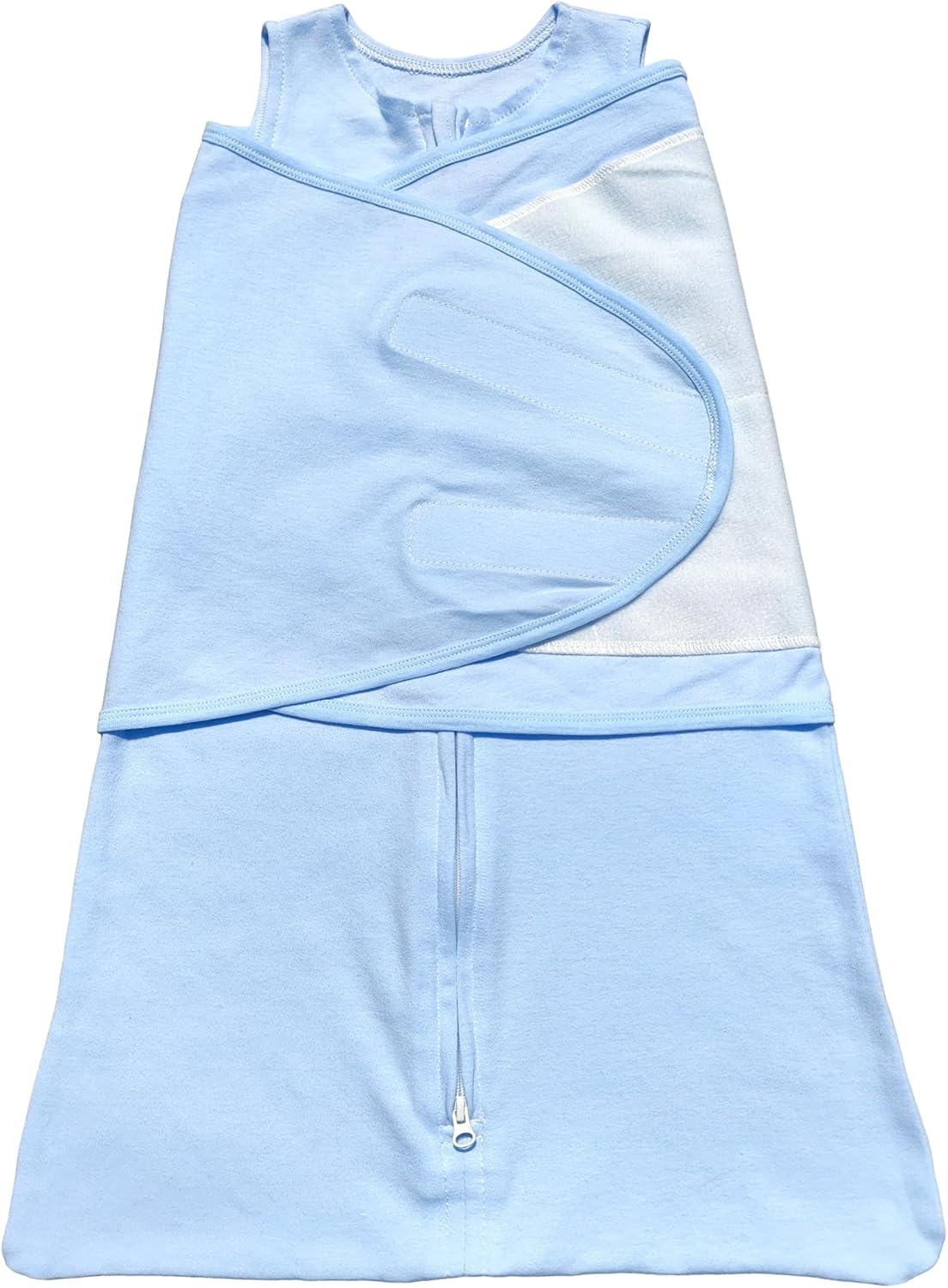 Skiennix Adjustable Cotton Swaddle Sleep Sack - Soft & Breathable Wearable Blanket for Babies 3-6 Months | Cozy Solid Blue Design