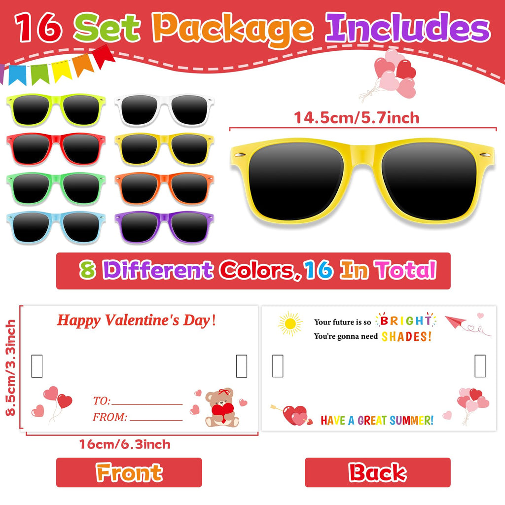 32 Pcs Valentines Day Gifts Valentines Cards with sunglasses Valentine Exchange Gifts for Valentine Gift for Parties and Friendship Favor Supplies