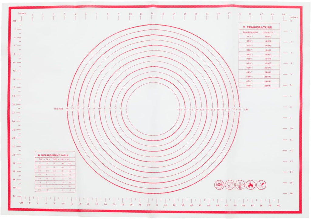 Skiennix Silicone Pastry Mat - 20" x 28" Non-Slip Baking Mat with Measurements | Extra Large Reusable Dough Sheet (White)