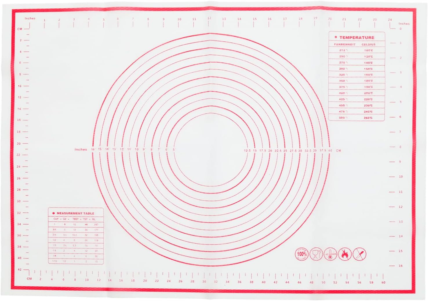 Skiennix Silicone Pastry Mat - 20" x 28" Non-Slip Baking Mat with Measurements | Extra Large Reusable Dough Sheet (White)