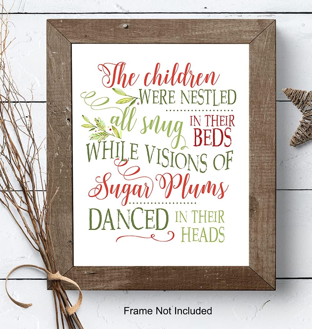 Regine Switzerland Twas The Night Before Christmas Wall Art - Cute Santa Claus Holiday Decor - Festive Home Decoration