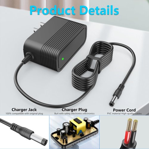 Replacement for Bissell 2837 Pet Stain Eraser PowerBrush Charger Compatible with Bissell 2842 2846 2877 3180 3181 3182 3705 3706 Portable Cleaner Charging Cord Adapter,Black