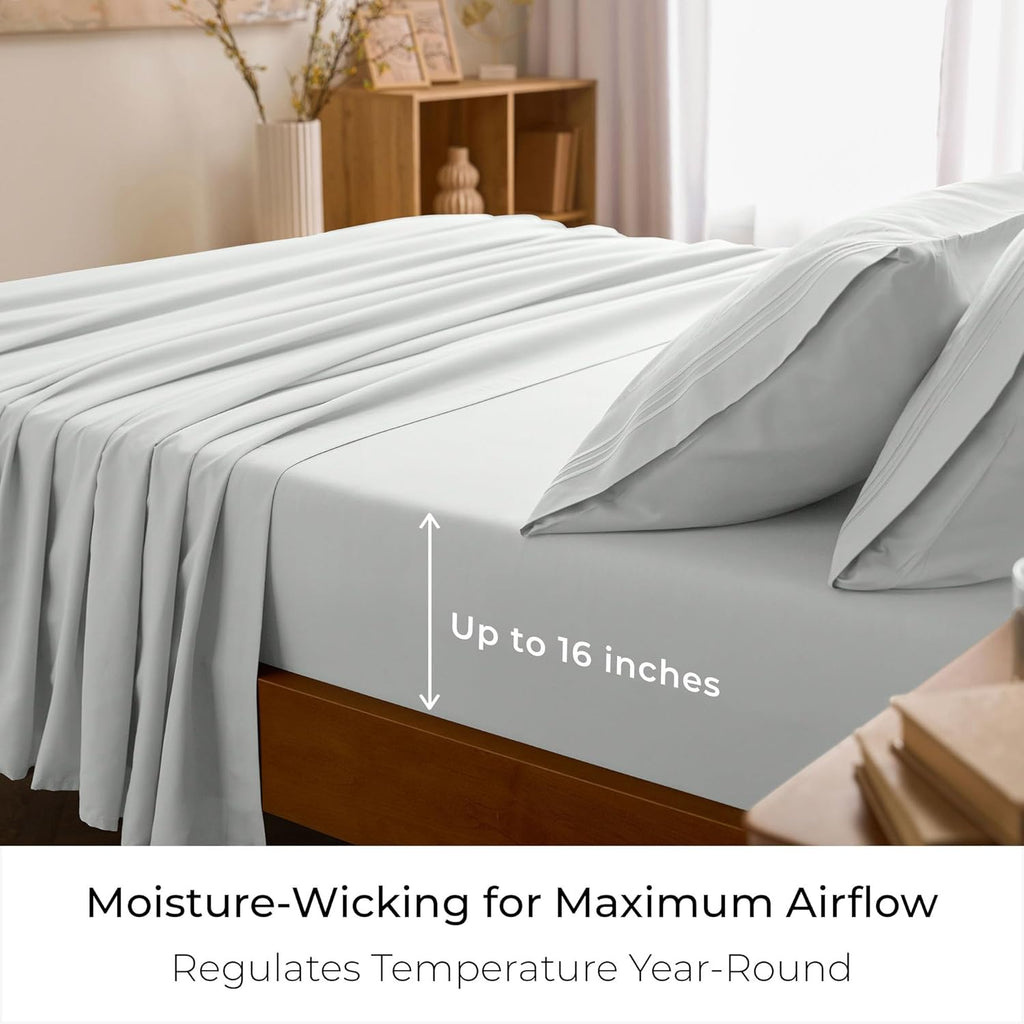 Mellanni King Sheets Set - 4 PC Hotel Luxury Bedding | Extra Soft, Cooling, Wrinkle-Resistant (Ivory)