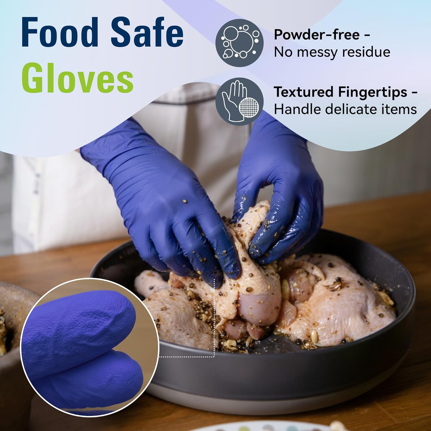 SWIFTLITE Disposable Nitrile Gloves - Food Safe, Latex-Free & Powder-Free | Ideal for Cooking & Cleaning