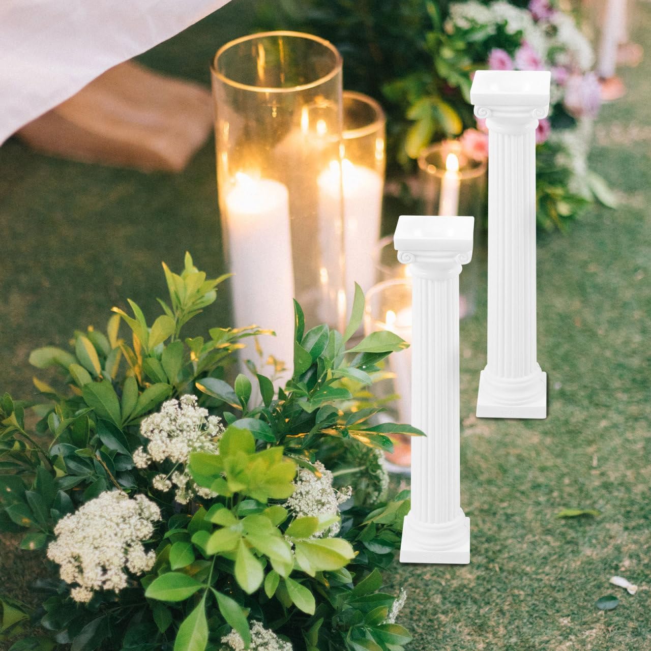 Totority Miniature White Plastic Roman Columns - 6Pcs 6.7 Inch Tall Architectural Decor for Home & Parties