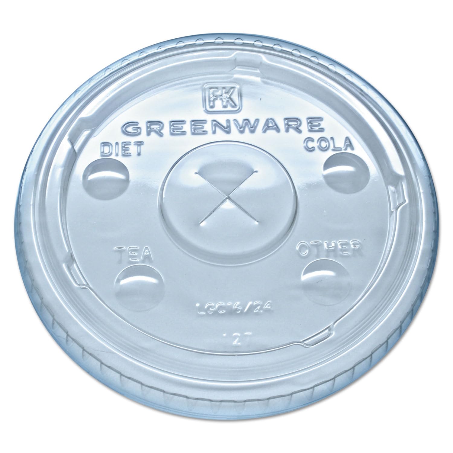 Fabri-Kal Greenware Cold Drink Lids, Fits 16 Oz, 18 Oz, 24 Oz Cups, X-Slot, Clear, 1,000/carton