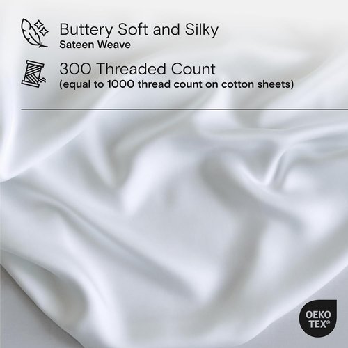 DOZ Duvet Cover Set - Buttery Soft Bamboo Viscose | Cooling & Organically Grown | 90"x90" (Snow, Full/Queen)