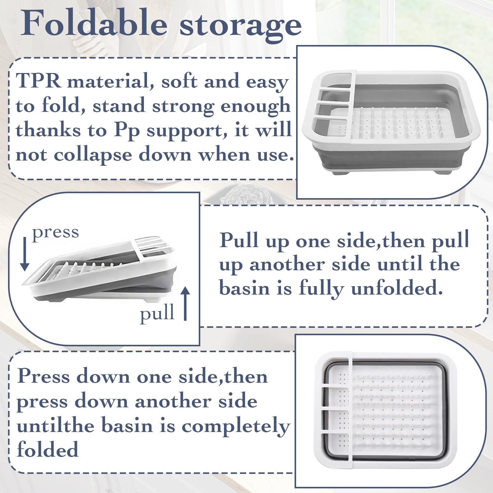 Sipobuy Collapsible Bowls, Plates, and Dishes Drainer, Portable Space-Saving Dish Rack for Kitchen, RV, Campers, and Travel Trailers