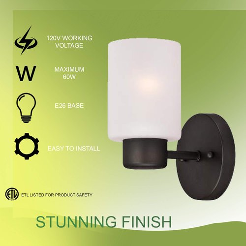 Wall Decor Light Fixture Bathroom Vanity, Living Room Decor, Modern Home Decor, Bathroom Light fixtures, Pack of 2, Oil Rubbed Bronze Finish and Frosted Seeded Glass,