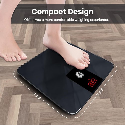 GE Digital Bathroom Scale - Smart Bluetooth Body Weight & BMI Tracker | Accurate 400lb Capacity, Black