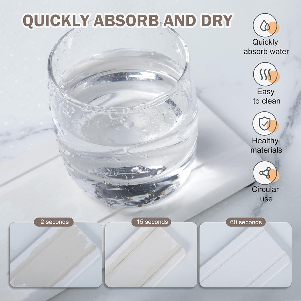 Skiennix 4PCS Stone Drying Trays - Water Absorbent Diatomaceous Earth Soap Dish Set | Ideal for Bathroom & Kitchen