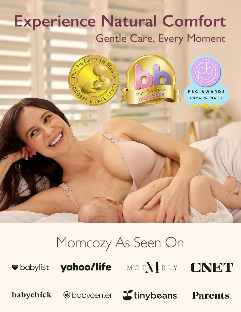 Momcozy Nursing Bra - Seamless Wireless Support for Breastfeeding | Classic Jelly Strip Design
