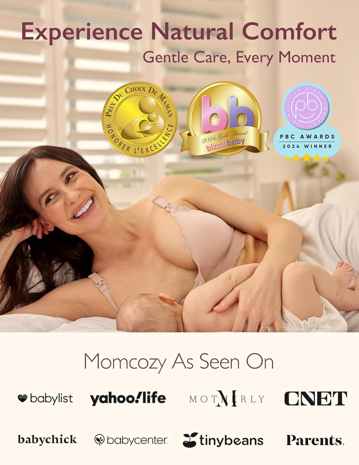 Momcozy Nursing Bra - Seamless Wireless Support for Breastfeeding | Classic Jelly Strip Design