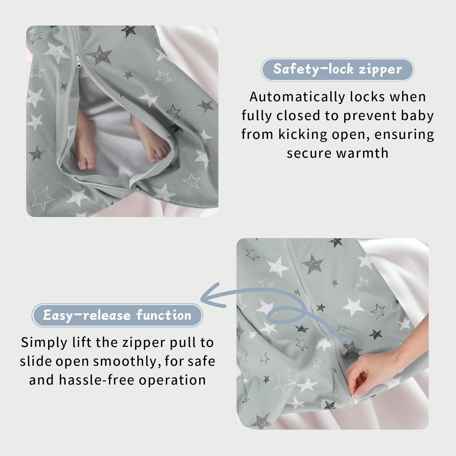 Skiennix Baby Sleep Sack - 100% Cotton Wearable Blanket | 0.5 TOG, 2-Way Zipper, 12-18 Months, 3 Pack