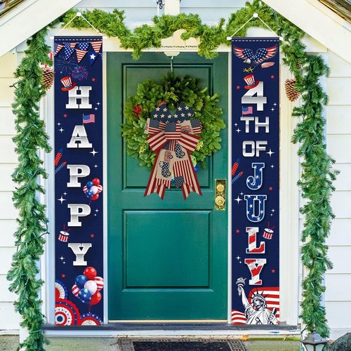 ALIBBON Patriotic Wreath Bows - 4th of July American Flag Design | Set of 2 for Indoor/Outdoor Decor