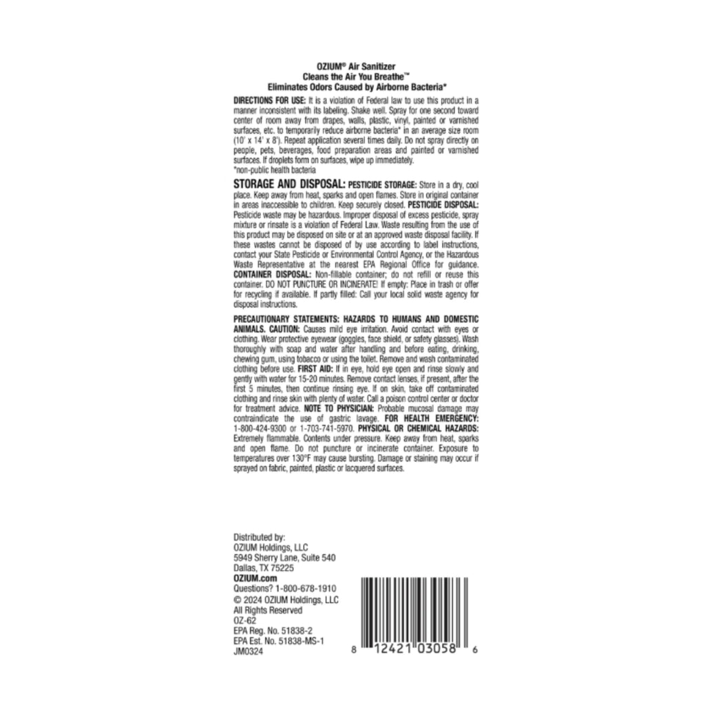 Ozium 0.8 oz. Air Sanitizer & Odor Eliminator for Homes, Cars, Offices and More, Vanilla Scent, Pack of 2