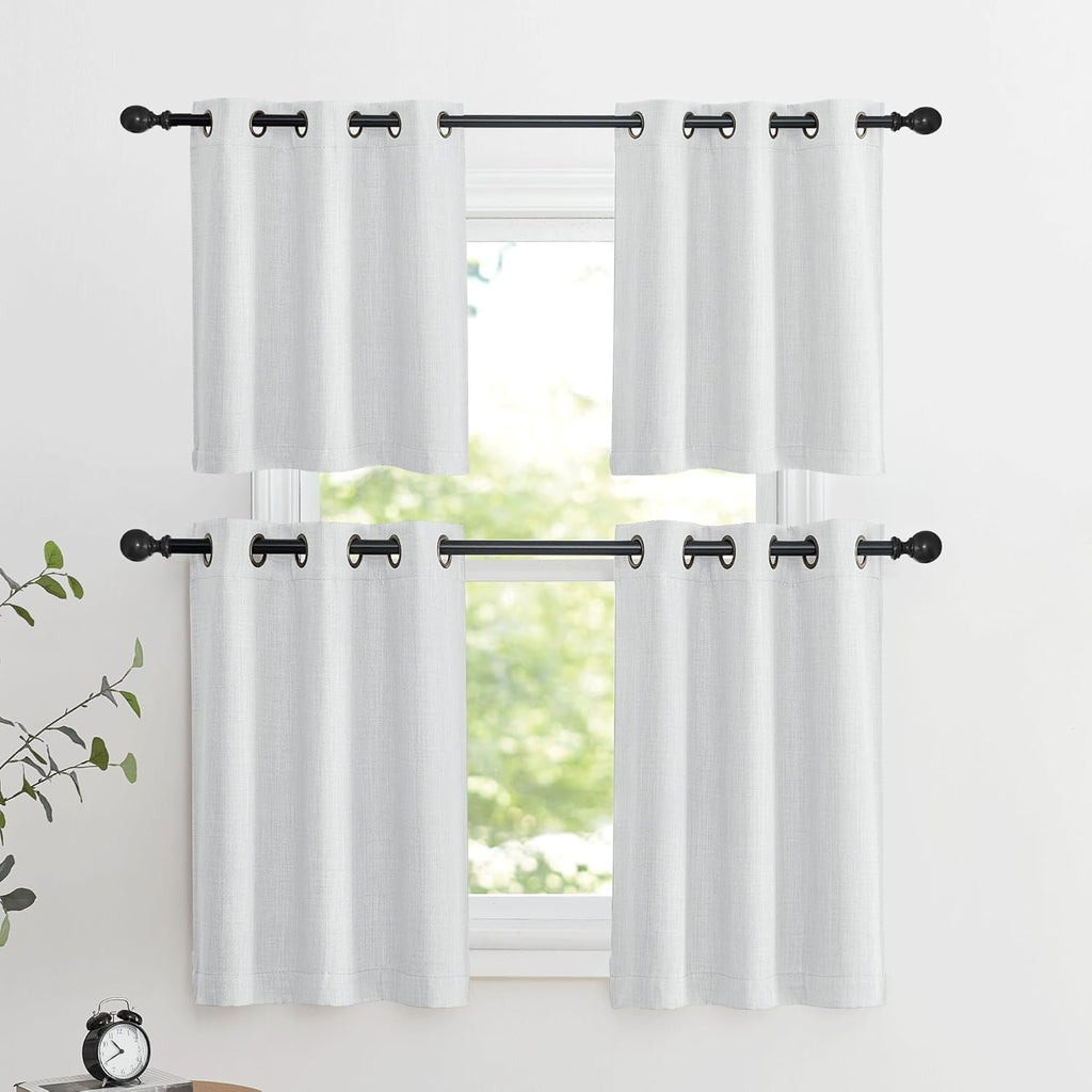 NICETOWN Blackout Curtains - Thermal Insulated Grommet Valances for Kitchen | 34" Wide x 30" Long, Greyish White