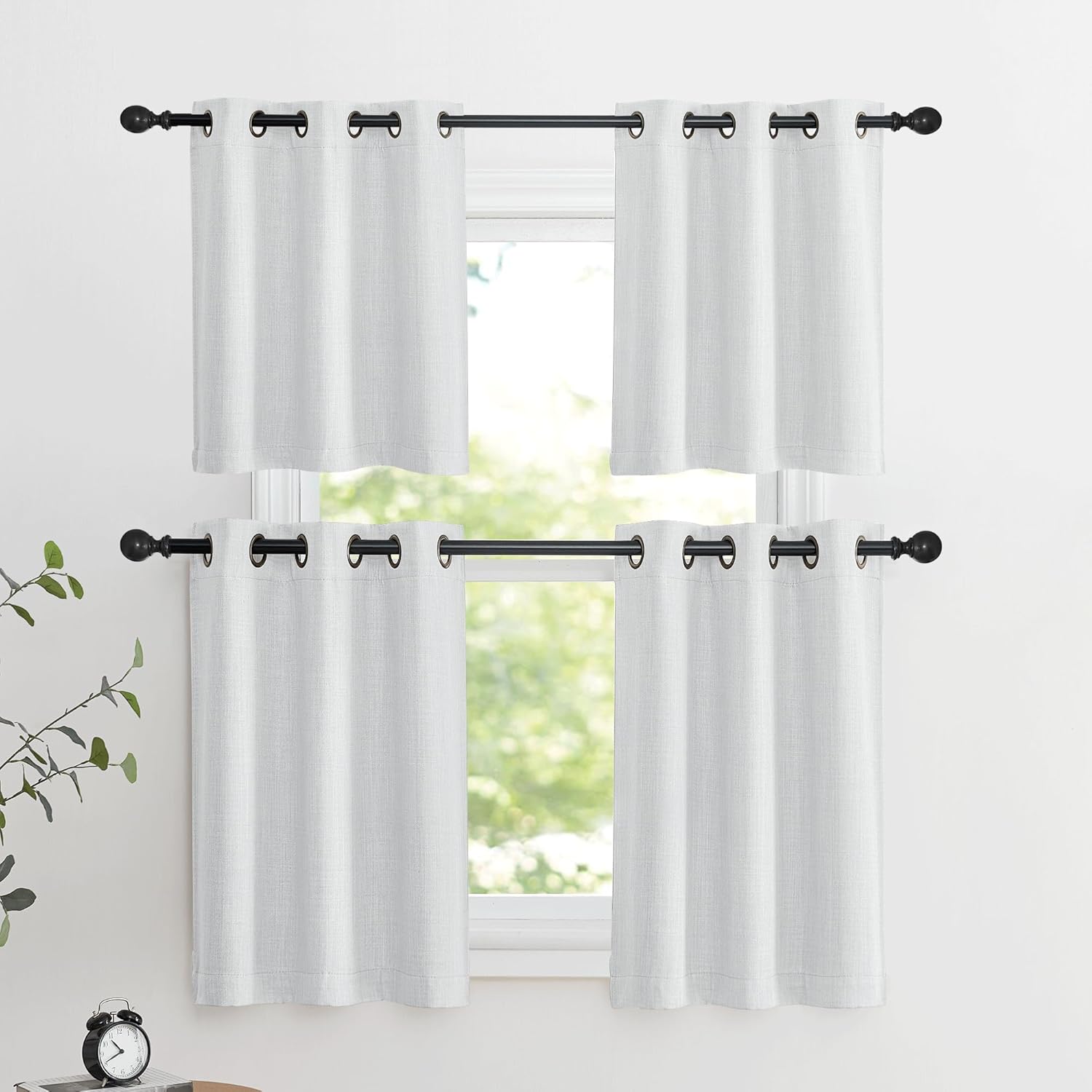 NICETOWN Blackout Curtains - Thermal Insulated Grommet Valances for Kitchen | 34" Wide x 30" Long, Greyish White