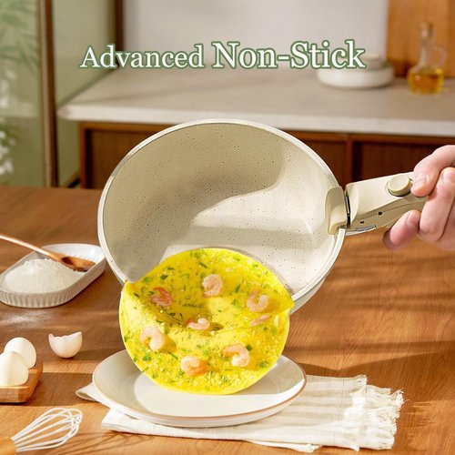 17Pcs Pots And Pans Set Nonstick with Detachable Handle, Non Stick Cookware,Granite Kitchen Pots And Pans Induction Rv Cookware Set, Oven And Dishwasher Safe