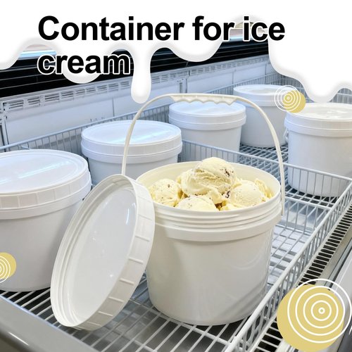 UMETASS 4 Pack 1 Gallon Plastic Buckets with Screw Lids & Handle, Food Grade Storage Containers for Kitchen, Freezer - Reusable White Plastic Bucket Set