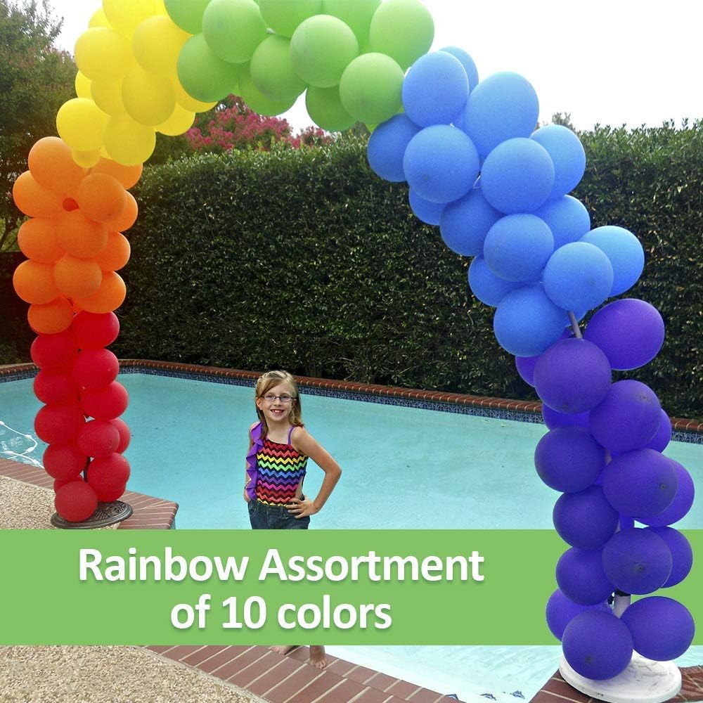 100 Pack Strong Latex Party Balloons - 10 Inch Assorted Colors for Helium or Air | Perfect for Kids' Birthday & Rainbow Weddings