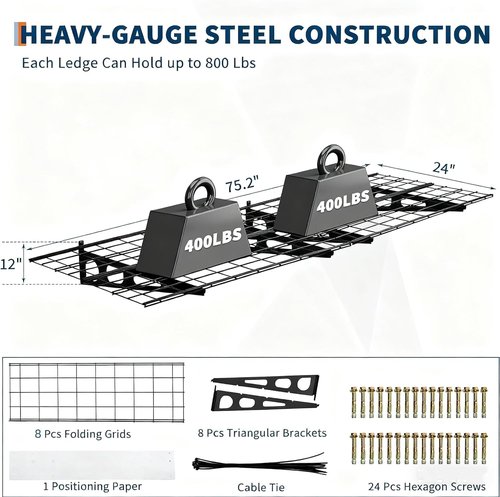 Heavy Duty Wall Shelves by [Brand Name] - 2 Pack 2x6 FT Adjustable Garage Storage | 1600 LBS Capacity, Black
