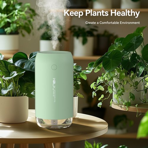 KQLKJ Portable Mini Humidifier, 350ml Small Cool Mist Humidifier for Plants, USB Personal Desktop Humidifier for Bedroom Car Office Travel with Auto Shut-Off & 2 Mist Modes (Green)