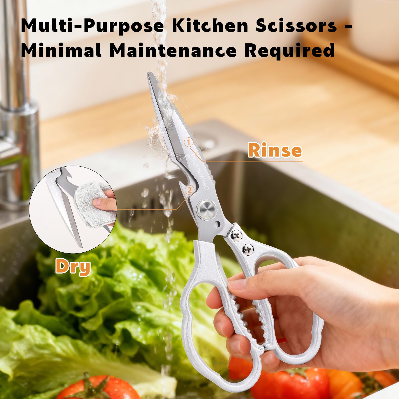 Kitchen Shears & kitchen scissors All Purpose | kitchen gadgets-Heavy Duty Stainless Steel Meat Poultry Food Scissors, Dishwasher Safe for Home and Kitchen Essentials, Utensils, Gadgets, Accessories