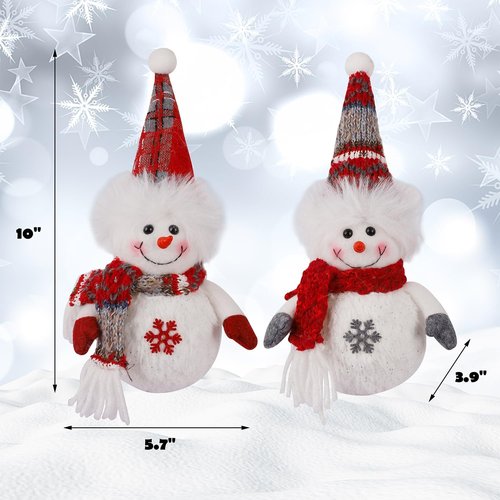 Juegoal Lighted Snowman Figurines - 10 Inch Christmas Table Decorations | Battery Operated Holiday Ornaments