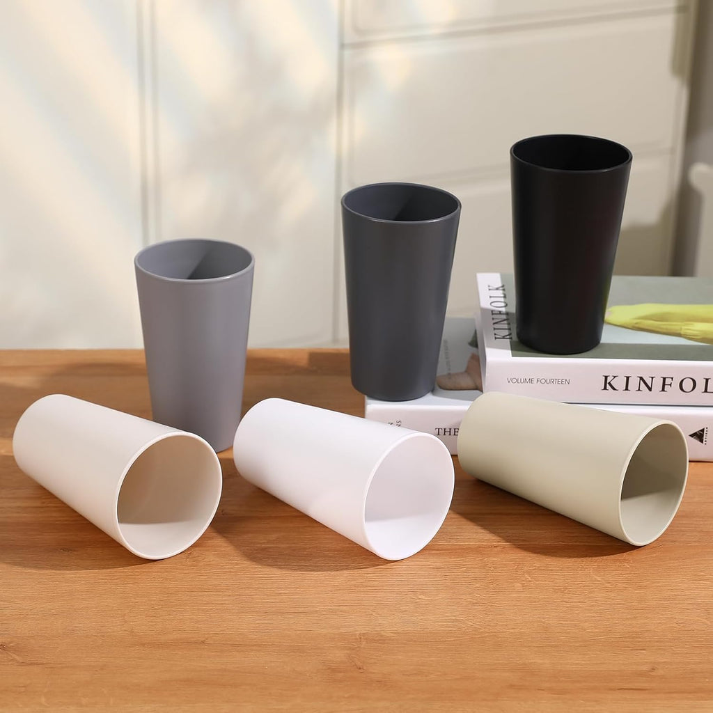 Skiennix 24 Pcs Unbreakable Plastic Cups Set - 20 Oz Reusable Tumblers | BPA-Free, Stackable & Dishwasher Safe