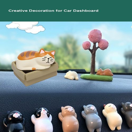 Hora de Lima Miniature Cat Figurine kit Mini Resin Statue for Office Desk Figurine Organizer for Nightstand Garden Fairy Accessories Deco Car Dashboard Gift for Cat Lovers