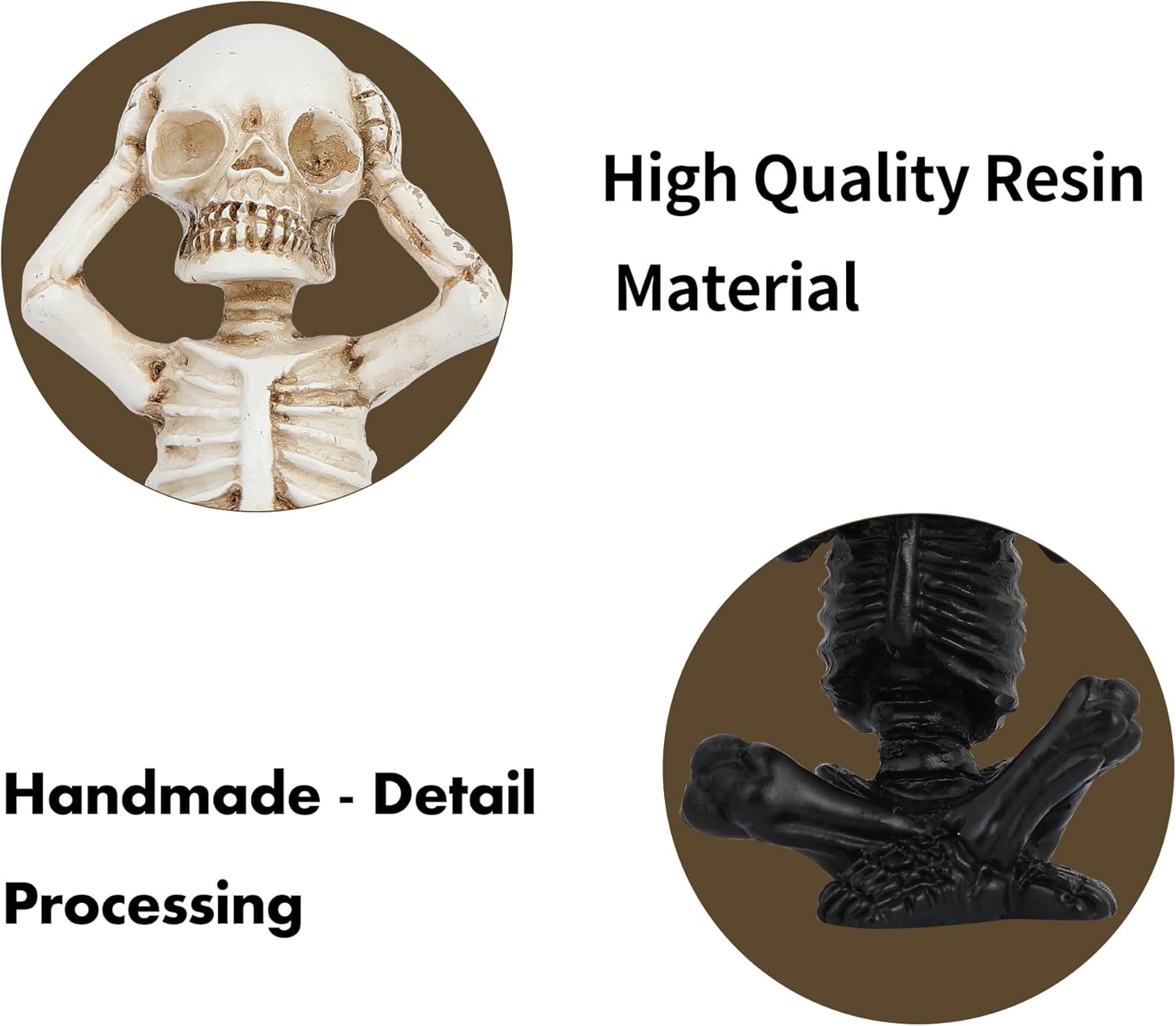 Skiennix Yoga Skeleton Figurine - Gothic Home Decor Accent Statue Set of 3 | Antique Silver Finish