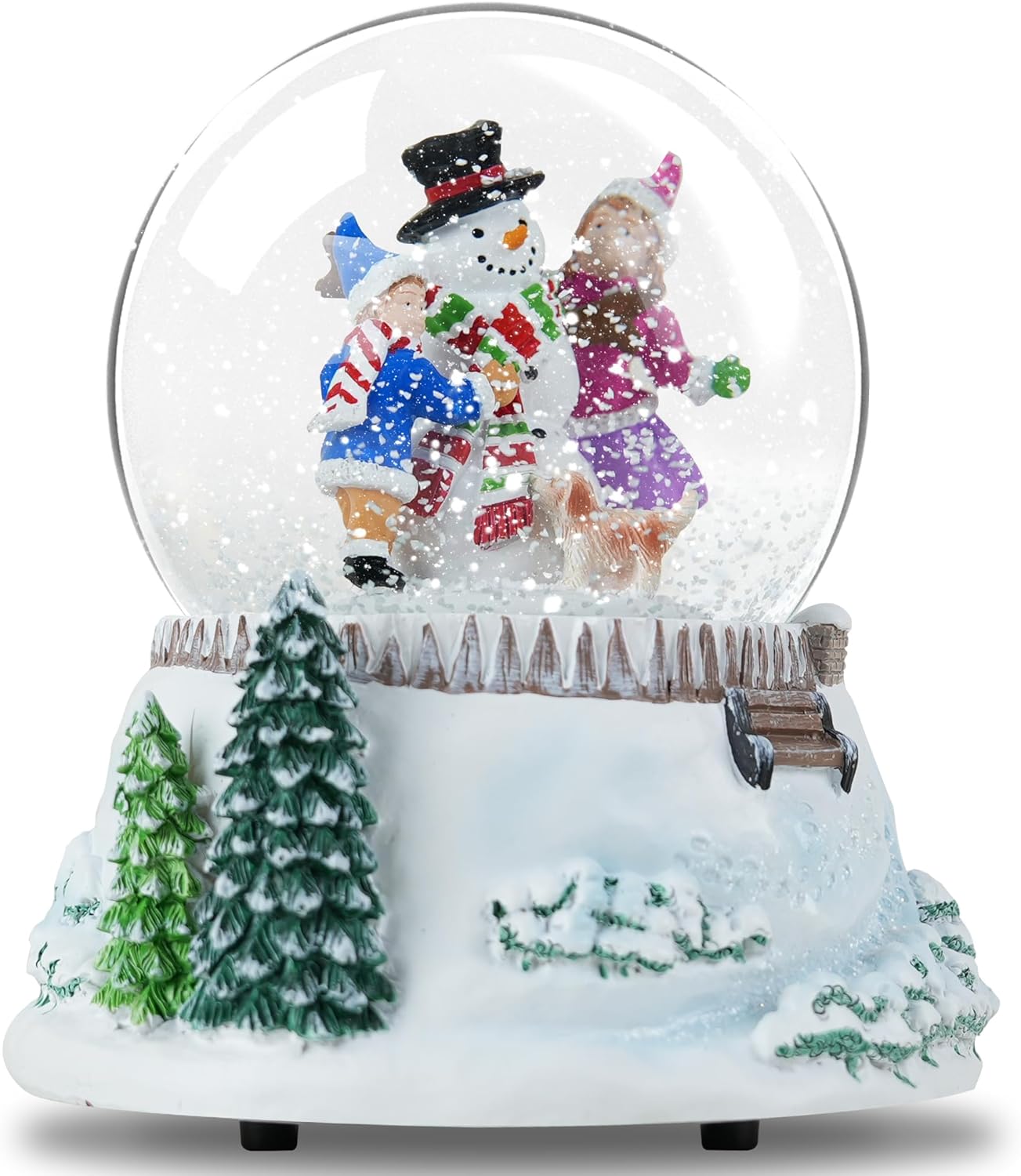 Snowman & Friends Christmas Snow Globe - LED Lights & Musical Feature | Winter Home Décor