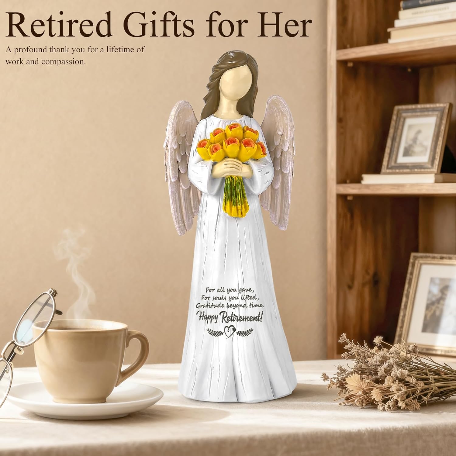 Sentimental Retirement Gifts for Women | Hand-Painted Angel Figurine - Perfect for Teachers, Nurses & Friends - 7”