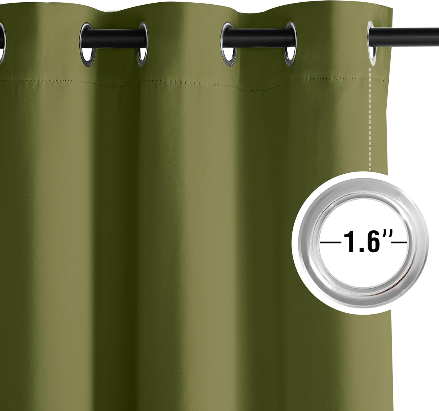 NICETOWN Room Darkening Curtains - Olive Green Drapery Panels, 52" x 84" for Ultimate Light Control