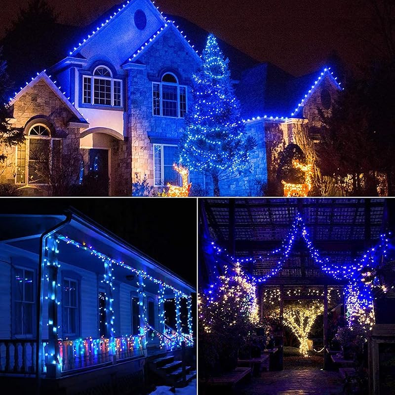 Blue 100 LED Christmas Lights String - 33 ft, Indoor/Outdoor - Brizled C5