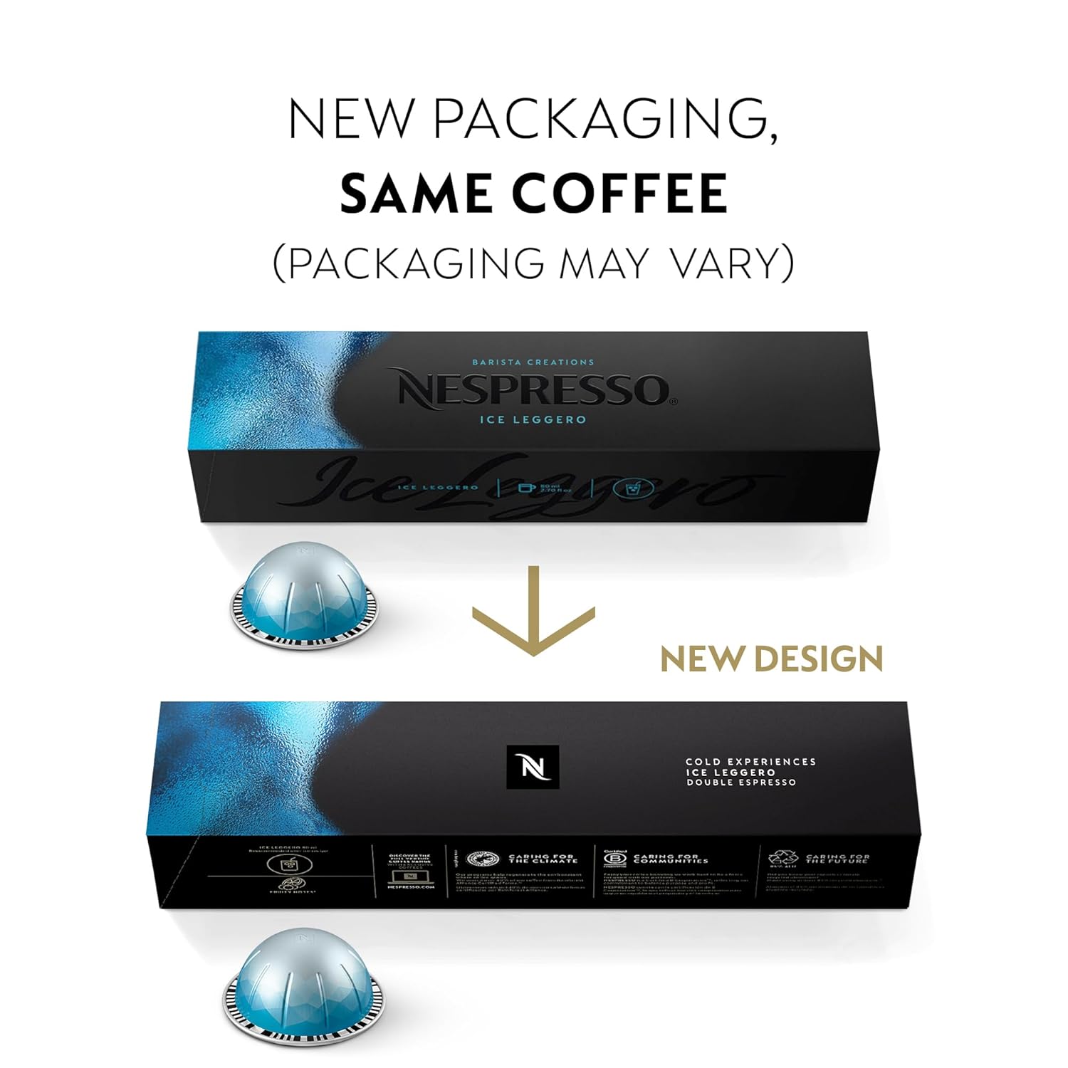 Nespresso Vertuo Ice Leggero Double Espresso Coffee Pods - 50-Count | Brews 2.7 oz.
