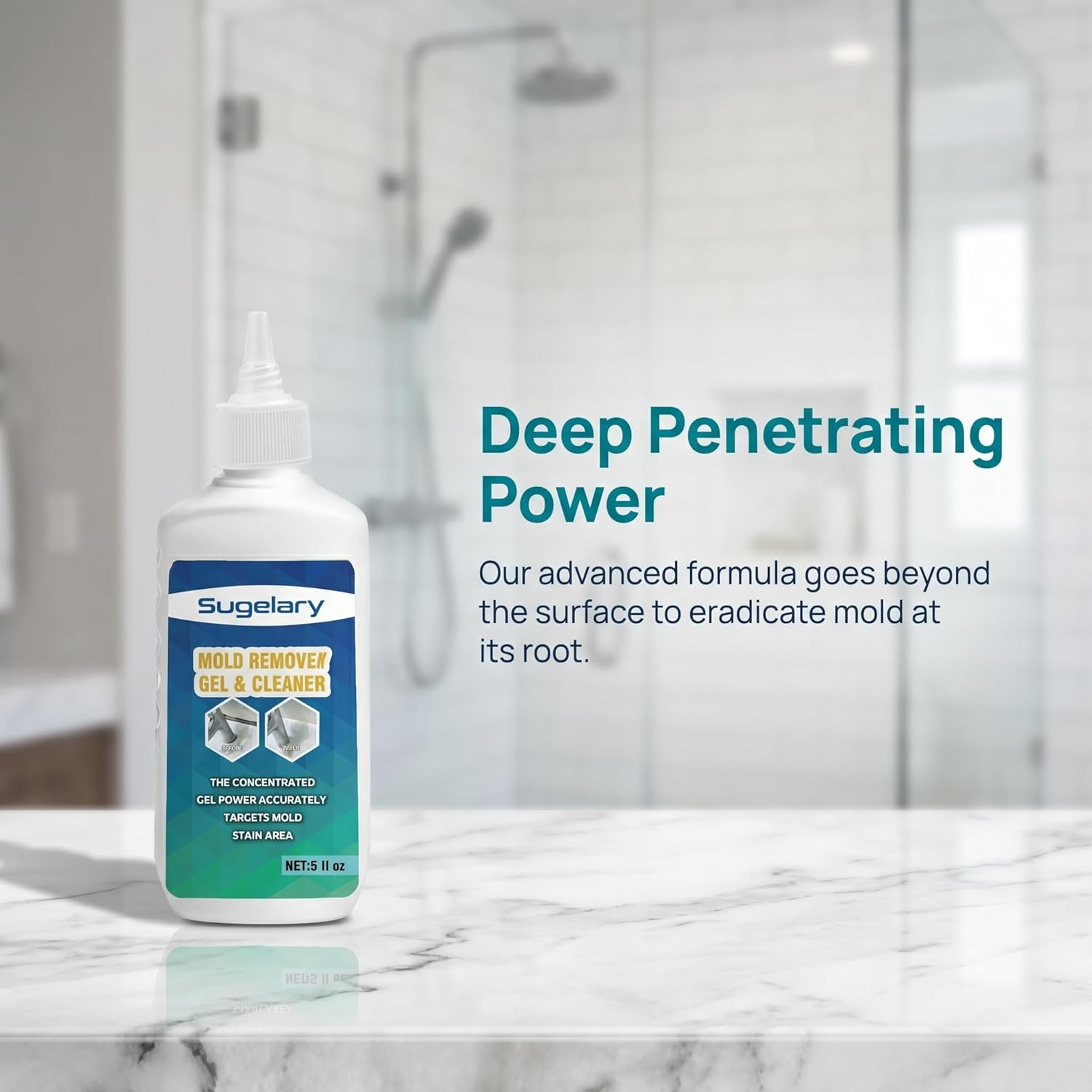 Sugelary Mold Stain Cleaner - 5 Fl Oz Gel for Washing Machine, Fridge, Tile, Grout & Bathroom Use