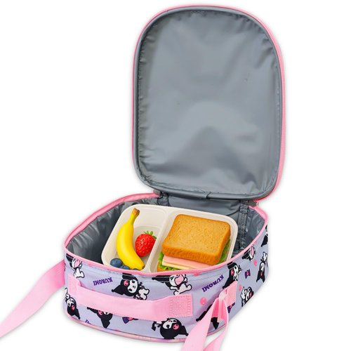 Kuromi Lunch Box for Girls Set - Bundle with Sanrio Lunch Bag Plus Stickers, Water Bottle, More | Kuromi Lunchbox School Supplies for Kids