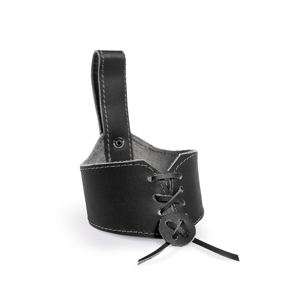 Norse Tradesman Genuine 12" Ox-Horn Viking Drinking Horn with Exquisite Hand Engraved Wolf & Celtic Knot, Black Leather Belt Holster, Fitted Stand & Burlap Gift Sack Included - Wolfsbane, 12-In