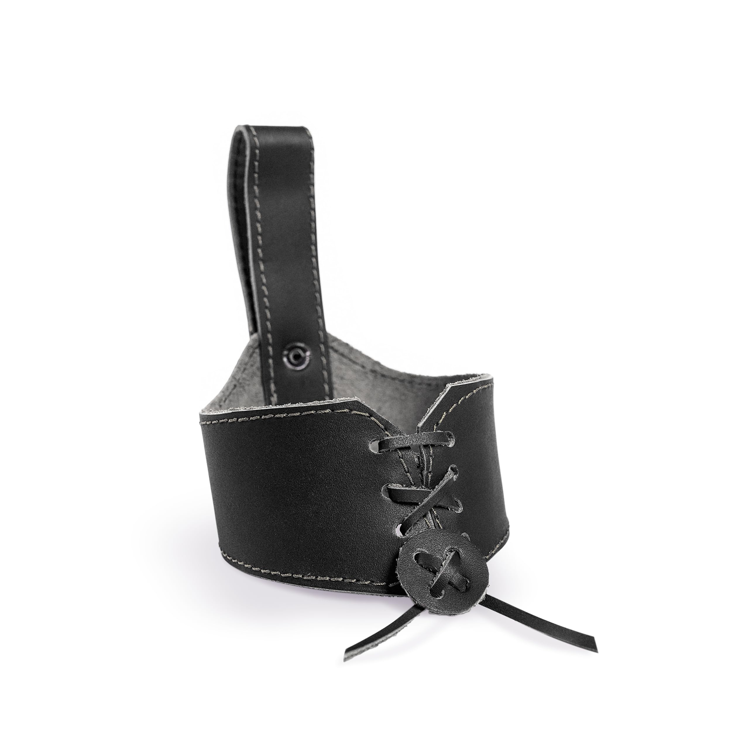 Norse Tradesman Genuine 12" Ox-Horn Viking Drinking Horn with Exquisite Hand Engraved Wolf & Celtic Knot, Black Leather Belt Holster, Fitted Stand & Burlap Gift Sack Included - Wolfsbane, 12-In