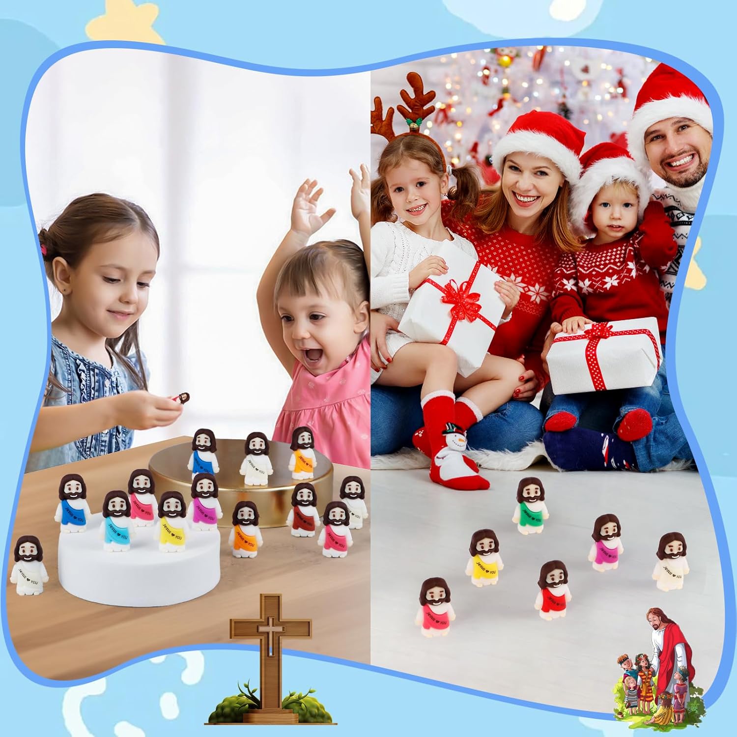 Skiennix 80PCS Mini Jesus Figurines - Colorful Tiny Religious Gifts for Easter Egg Stuffers