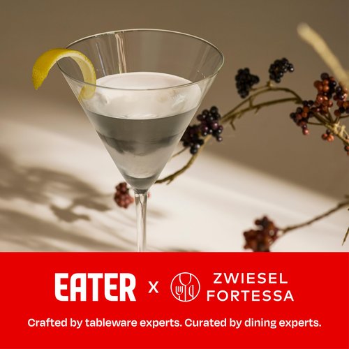 Eater x Zwiesel Fortessa Folly Crystal Glass, 6 Ounce Martini (Set of 6), Clear